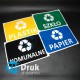 Naklejki do segregacji odpadów: Plastik, Papier, Szklo, Komunalne