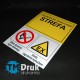 Znak informacyjny "Strefa zagrożenia wybuchem" z symbolami